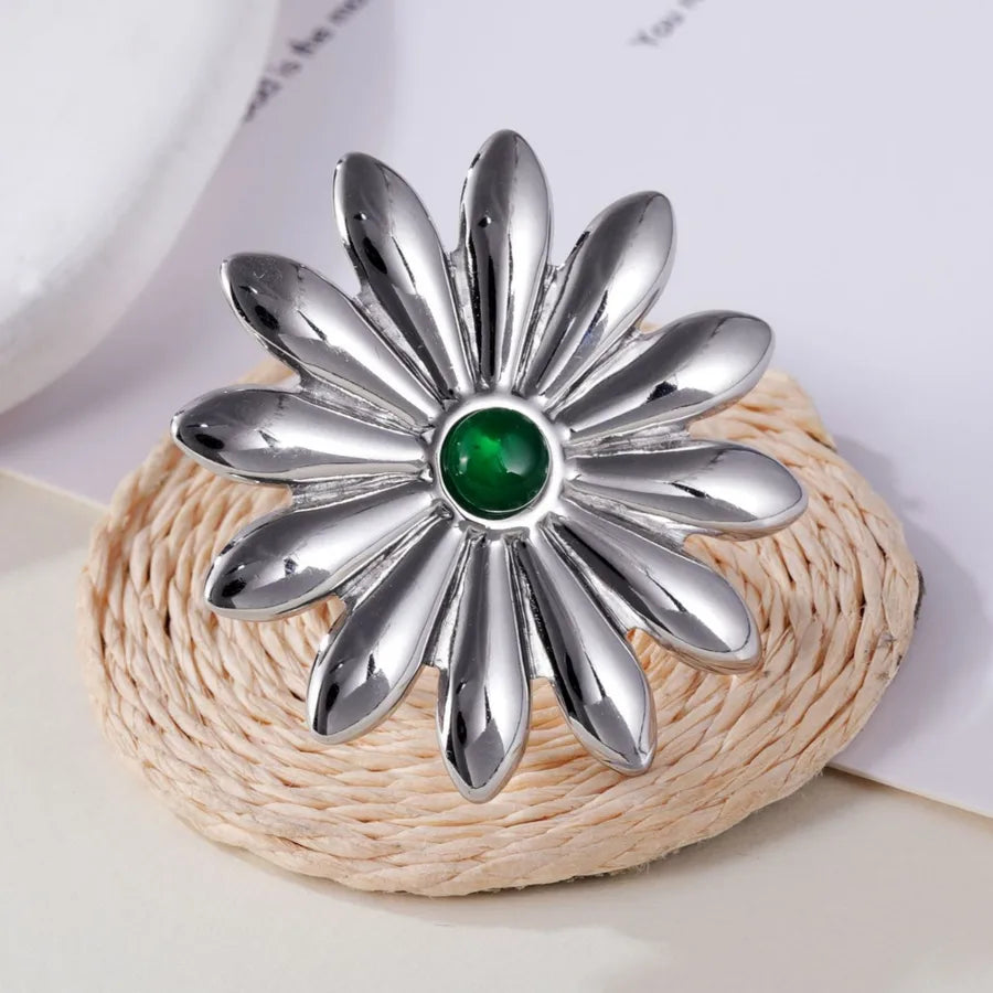 Vintage Gold Stainless Steel Flower Ring