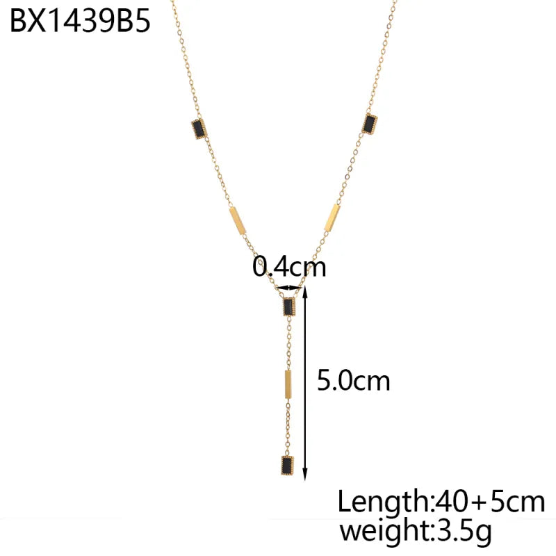 18K Gold Plated Geometric Titanium Necklace One Size BX1439B5 9*9*1