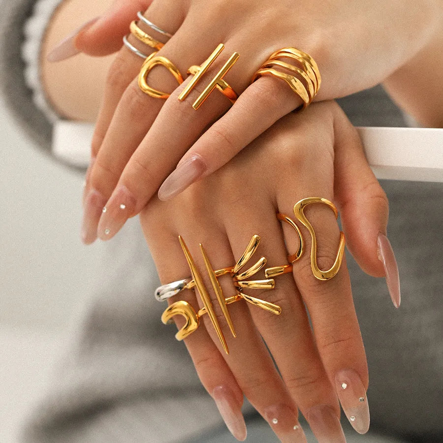 18K Gold PVD Coated Irregular Open Ring