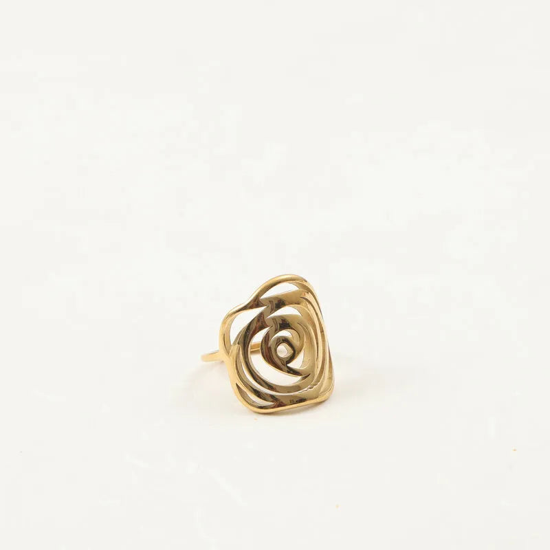 Gold Plated Rose Flower Ring for Women