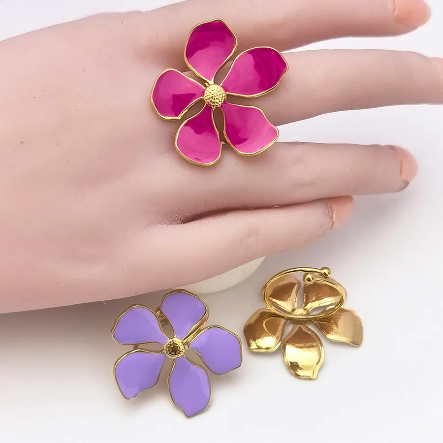 18K Gold Plated Adjustable Flower Ring