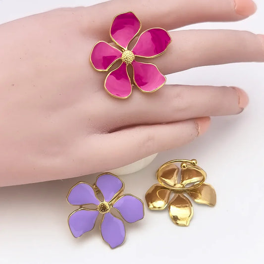 18K Gold Plated Adjustable Flower Ring