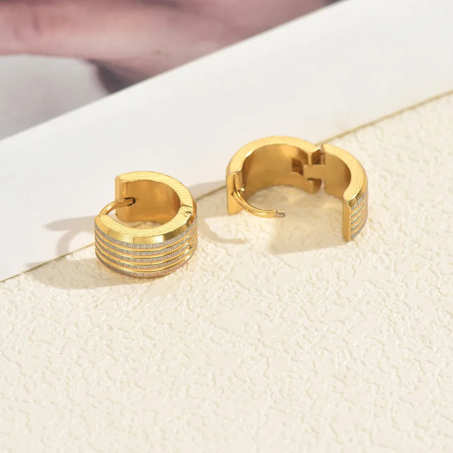 Unisex Gold-Plated Stainless Steel Hoop Earrings