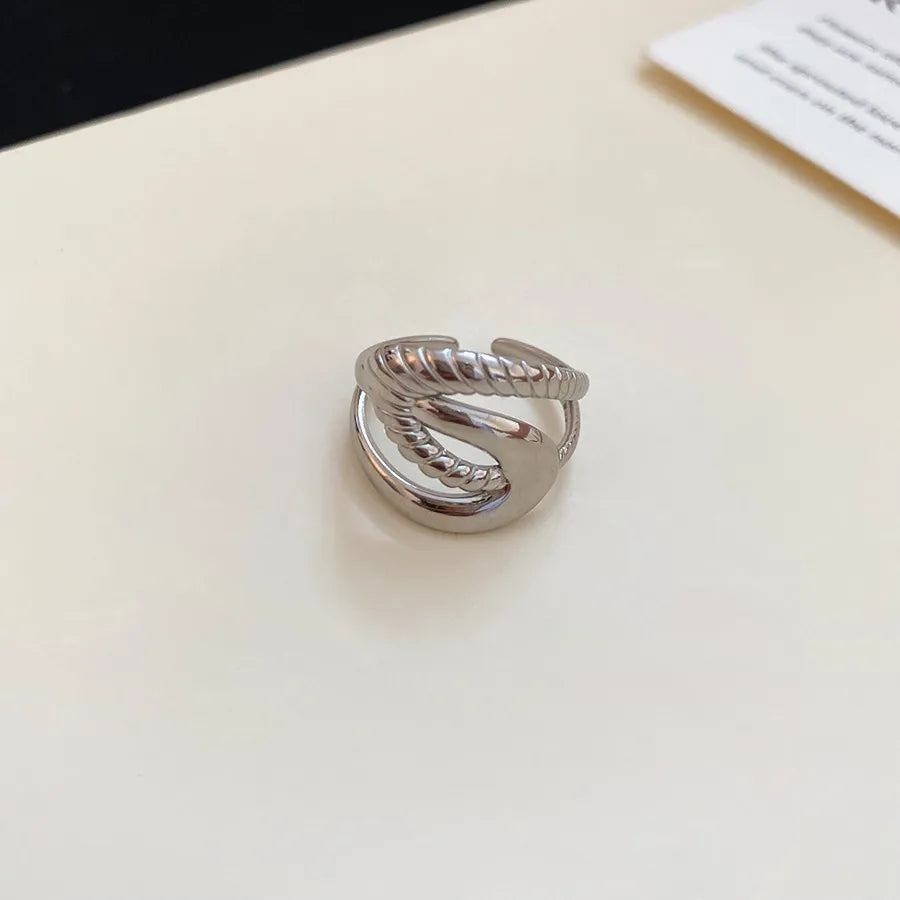 18K Gold Plated Geometric Open Ring for Women 3# Ring-Silver