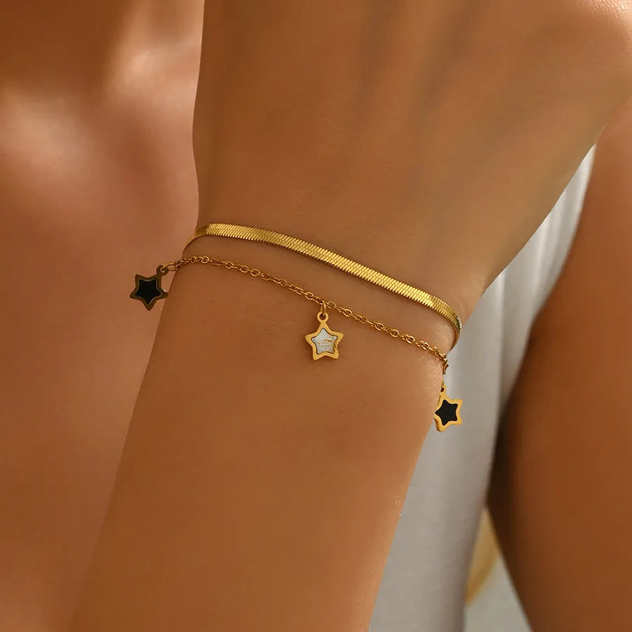 Gold Double Layer Star Bracelet for Women