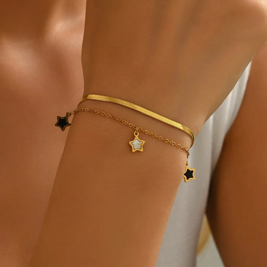 Gold Double Layer Star Bracelet for Women