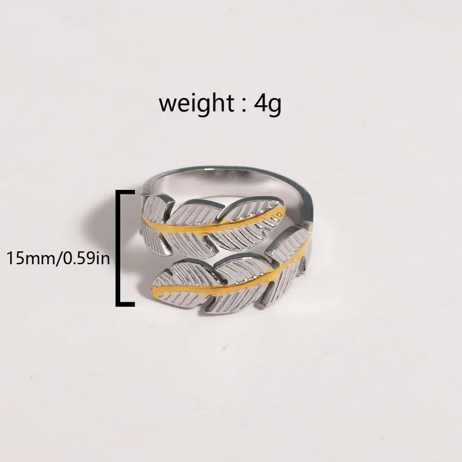 Unisex Adjustable Stainless Steel Leaf Ring Style 6