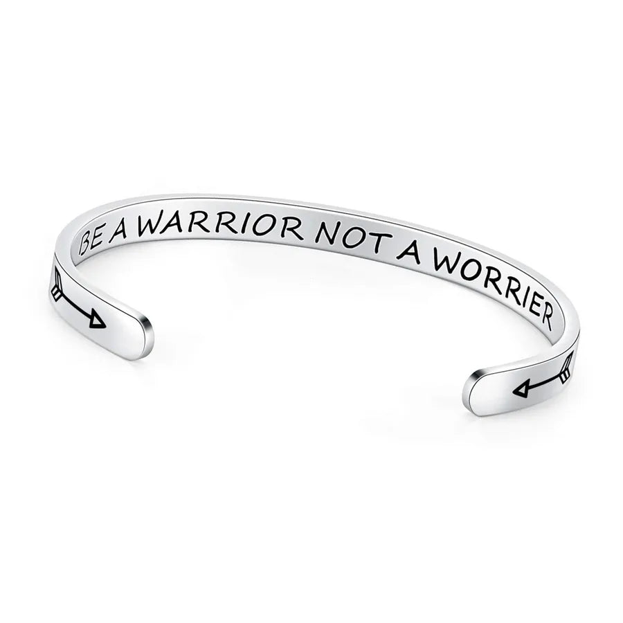 Retro Heart Stainless Steel Bangle 87-Be a Warrior Not a Worrier