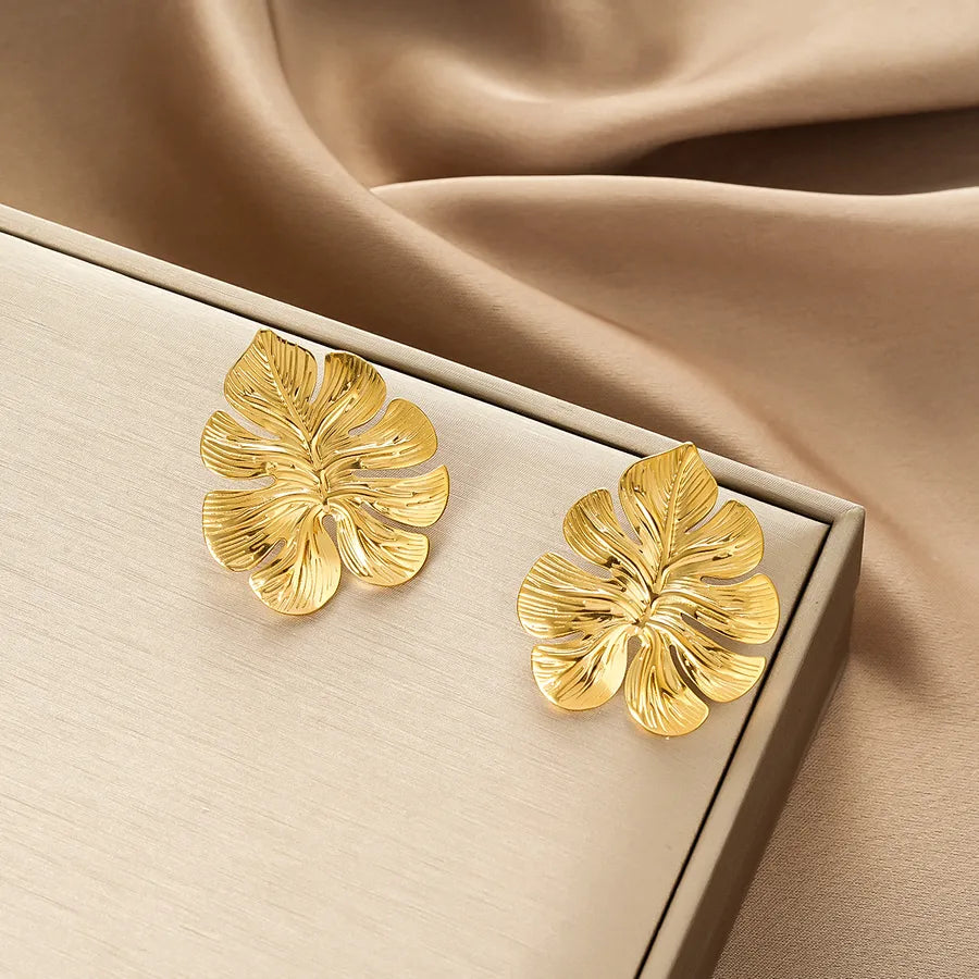 Irregular 18K Gold Plated Stainless Steel Earrings E1389-A (Gold Stud Earrings Pairs)