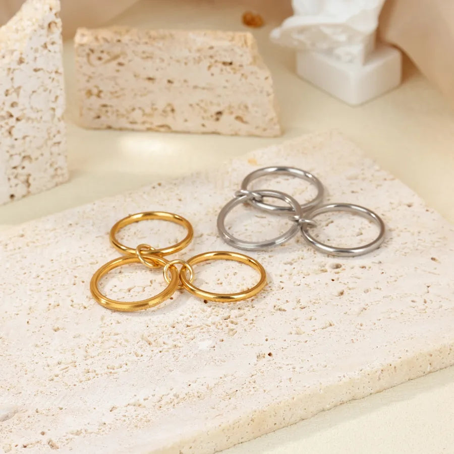 18K Gold Plated Geometric Stainless Steel Ring