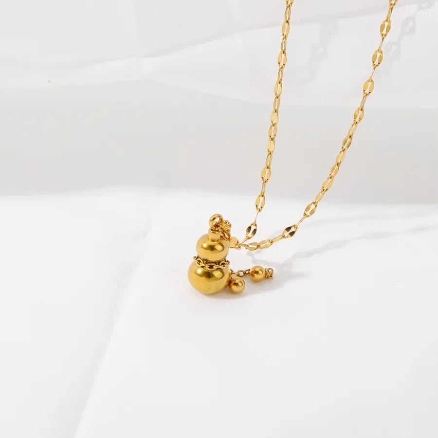 18K Gold Gourd Pendant Necklace – Stainless Steel