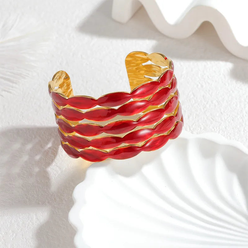 Gold Spiral Open Bangle Bracelet for Women