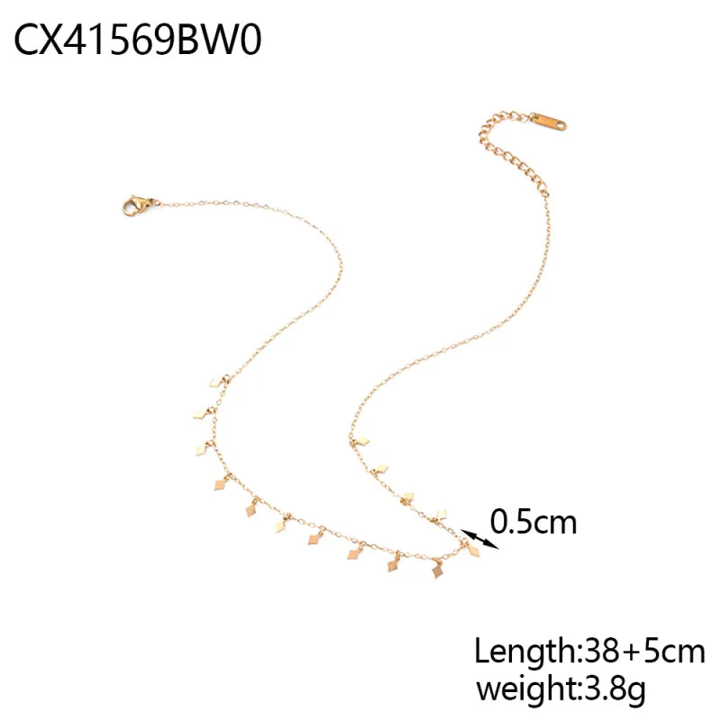 Gold Plated Titanium Steel Floral Geometric Necklace One Size CX41569BW0 9*9*1