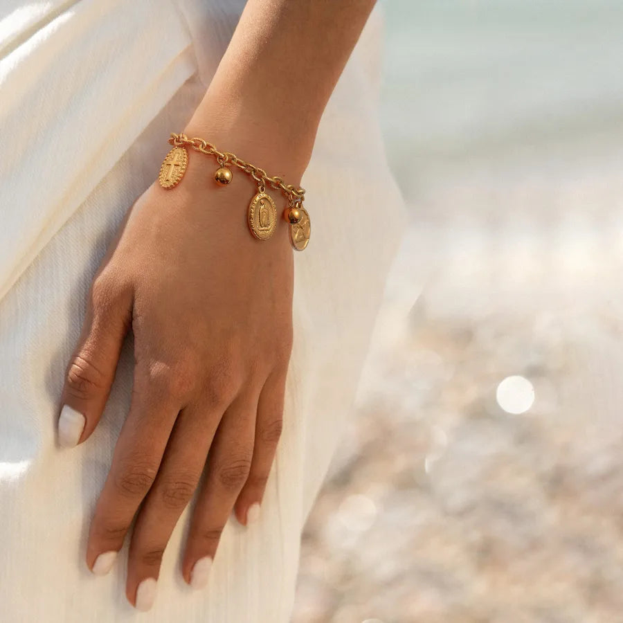 Gold Pharaoh's Cross Angel Bracelet for Women Gold