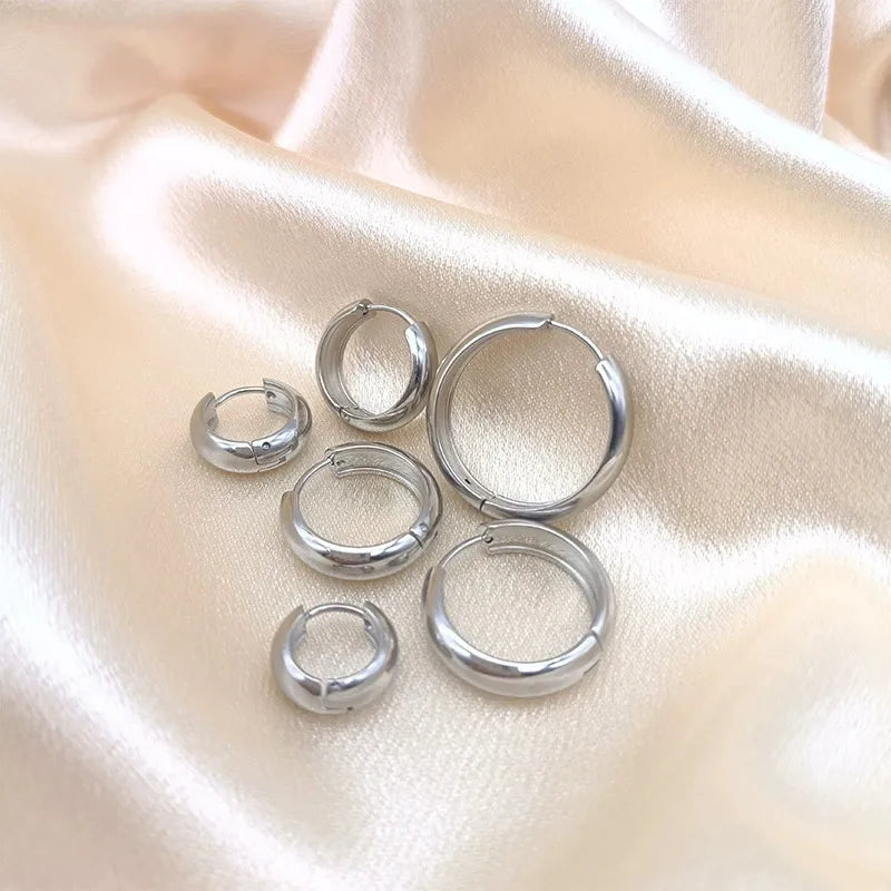 Elegant Titanium Steel Hoop Earrings