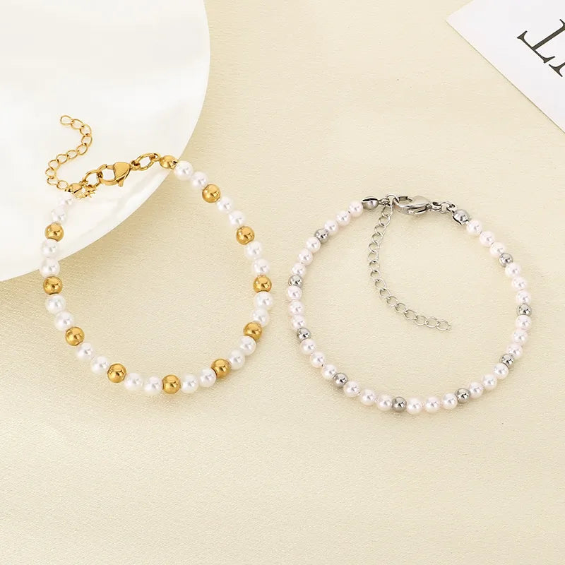 Gold Beaded Shell Bracelet for Women