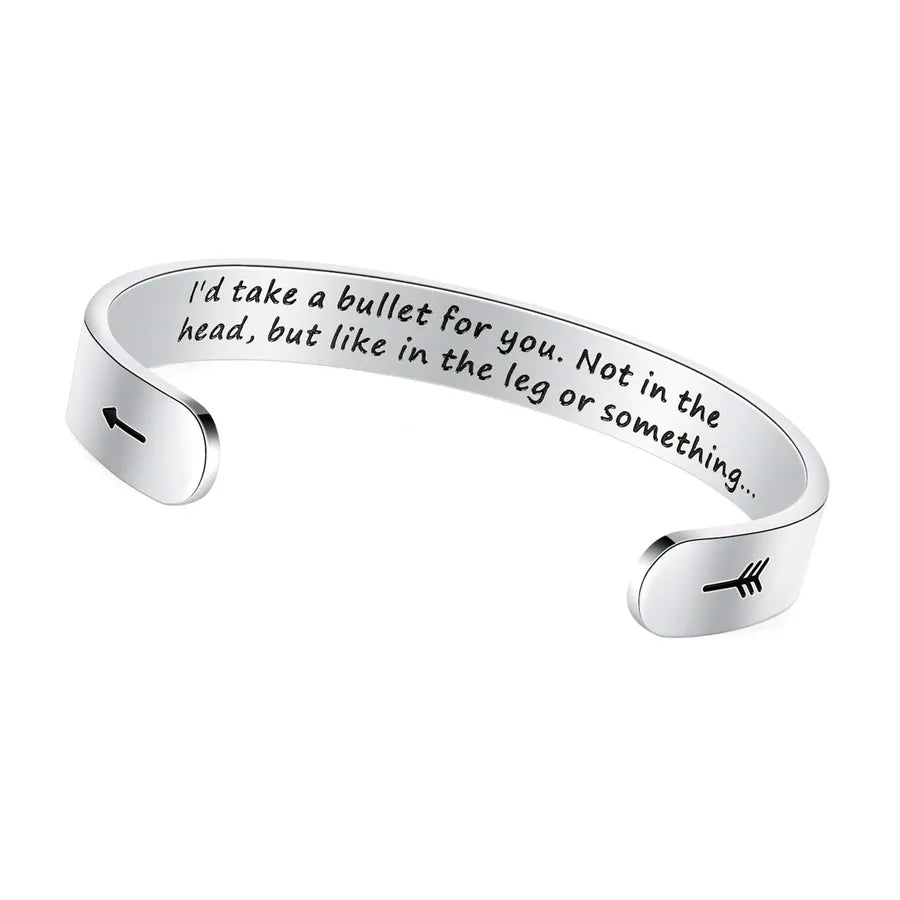 Retro Heart Stainless Steel Bangle 92-I_d Take a Bullet for You Not in The_