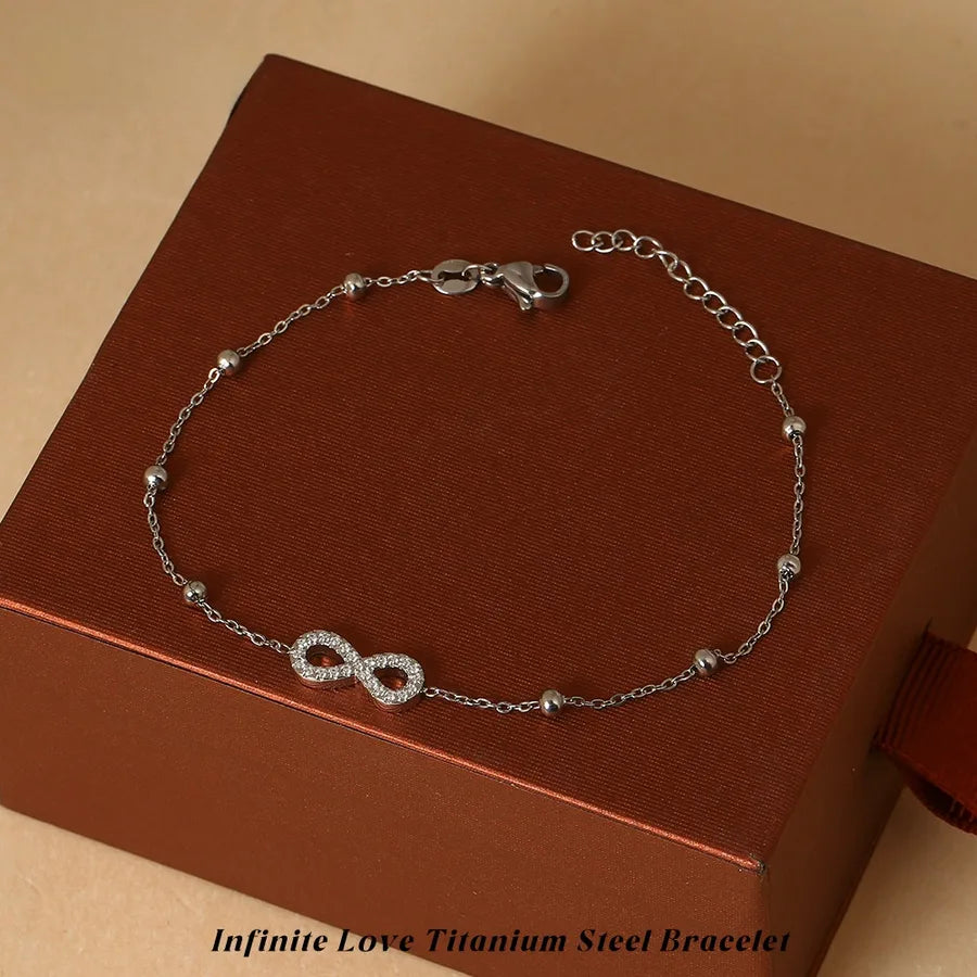 Infinity Stainless Steel Bracelet – PVD Coated 316 Titanium Steel Steel Color Bracelet B0043S
