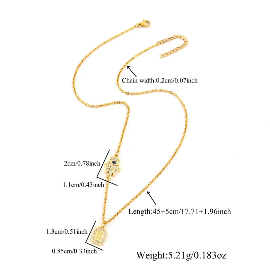 Gold Hand of Fatima Pendant Necklace