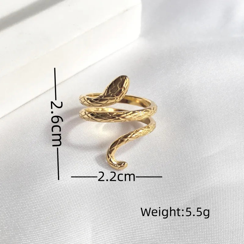 18K Gold Snake Open Ring – Stainless Steel