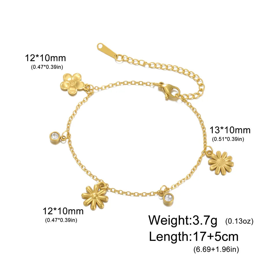 Sakura Zirconia Gold Stainless Steel Bracelet Gold