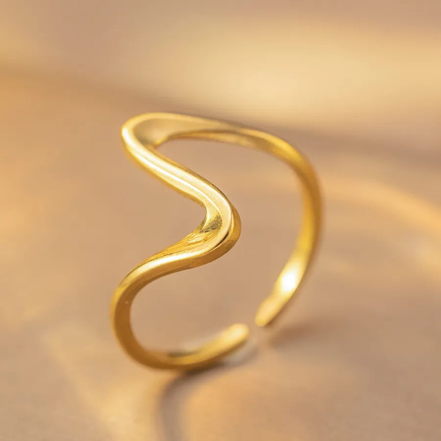 18K Gold Titanium Steel Geometric Open Ring K303 Gold Ring Adjustable