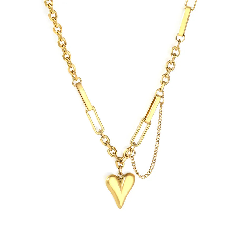 Gold Heart Pendant Necklace – Stainless Steel