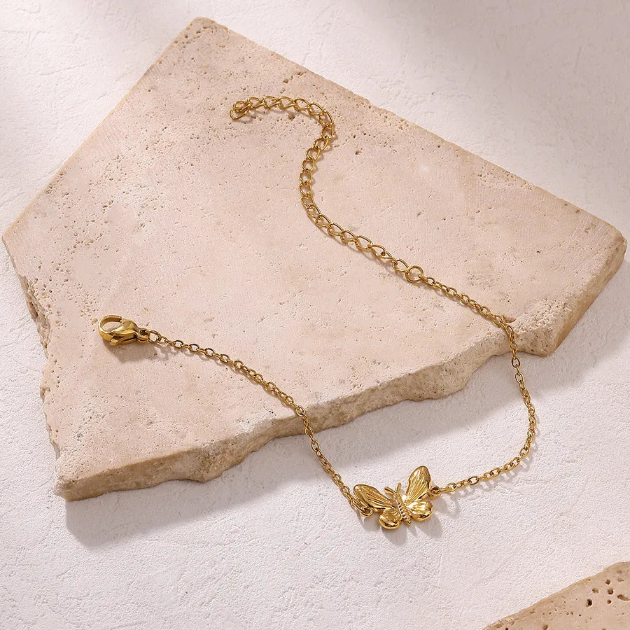 Gold Plated Butterfly Zirconia Bracelet