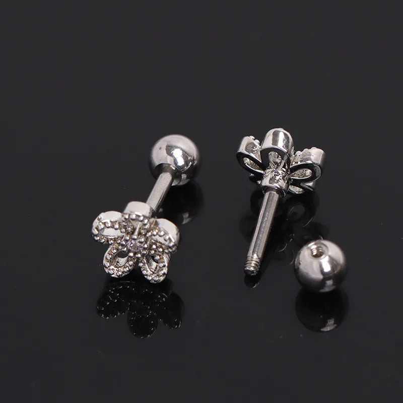 Floral Zircon Small Hoop Earrings