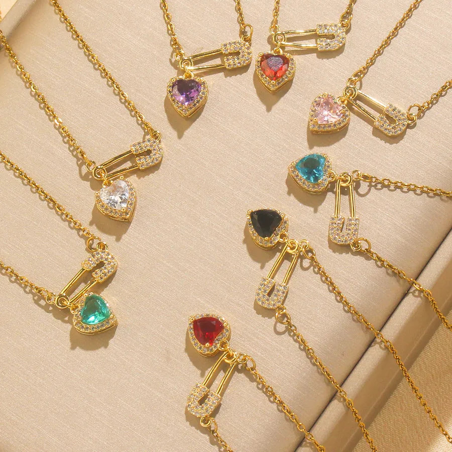 Titanium Steel Heart Pin Pendant Necklace