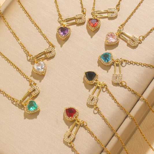 Titanium Steel Heart Pin Pendant Necklace