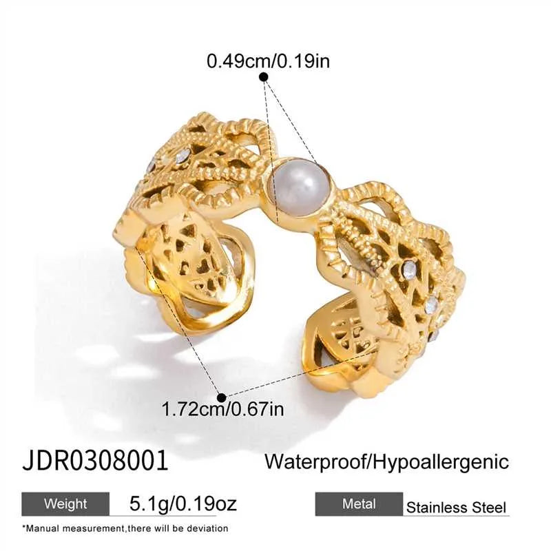 18K Gold PVD Lace Stainless Steel Ring JDR0308001