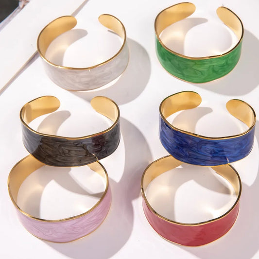 Unisex Titanium Steel Wide Cuff Bracelet