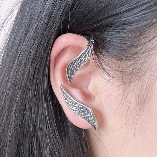 Unisex Angel Wing Clip-On Ear Cuff
