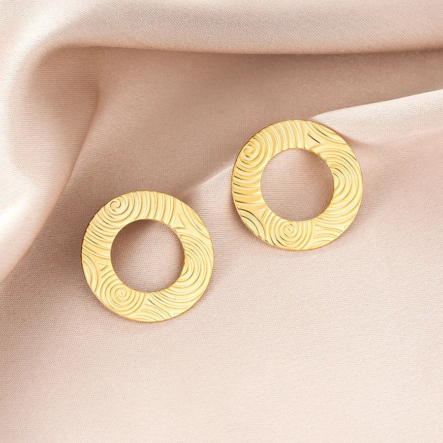 Irregular 18K Gold Plated Stainless Steel Earrings E1381-A (Gold Stud Earrings Pairs)