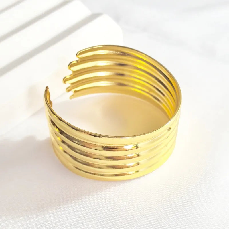 Gold Butterfly & Ginkgo Leaf Stainless Steel Bangle