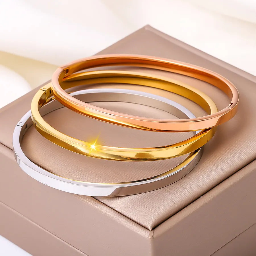 Gold & Platinum Geometric Stainless Steel Bangle