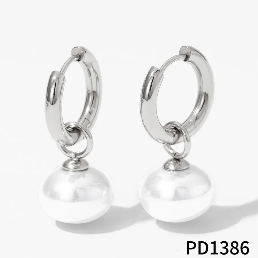 Heart-Shaped Pearl Pendant Earrings for Women Silver PD1386