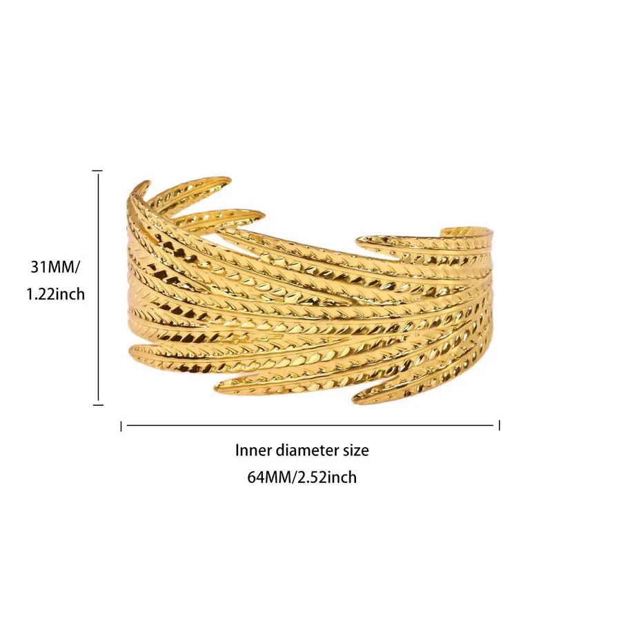 Gold Plated Geometric Wide Cuff Bracelet B2046G