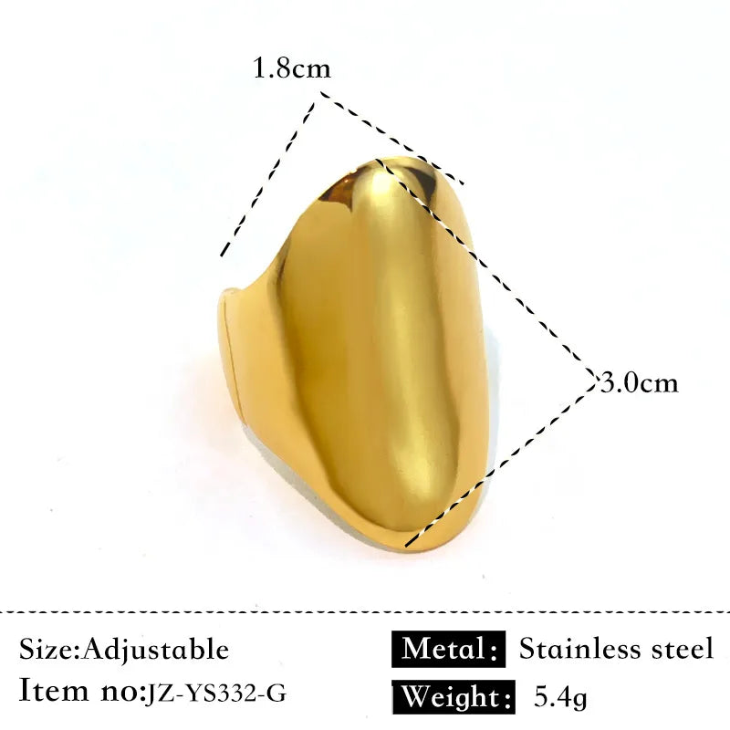 18K Gold Plated Geometric Stainless Steel Ring Gold JZ-YS332-G