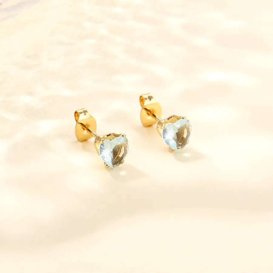 Heart-Shaped Zircon Stainless Steel Earrings