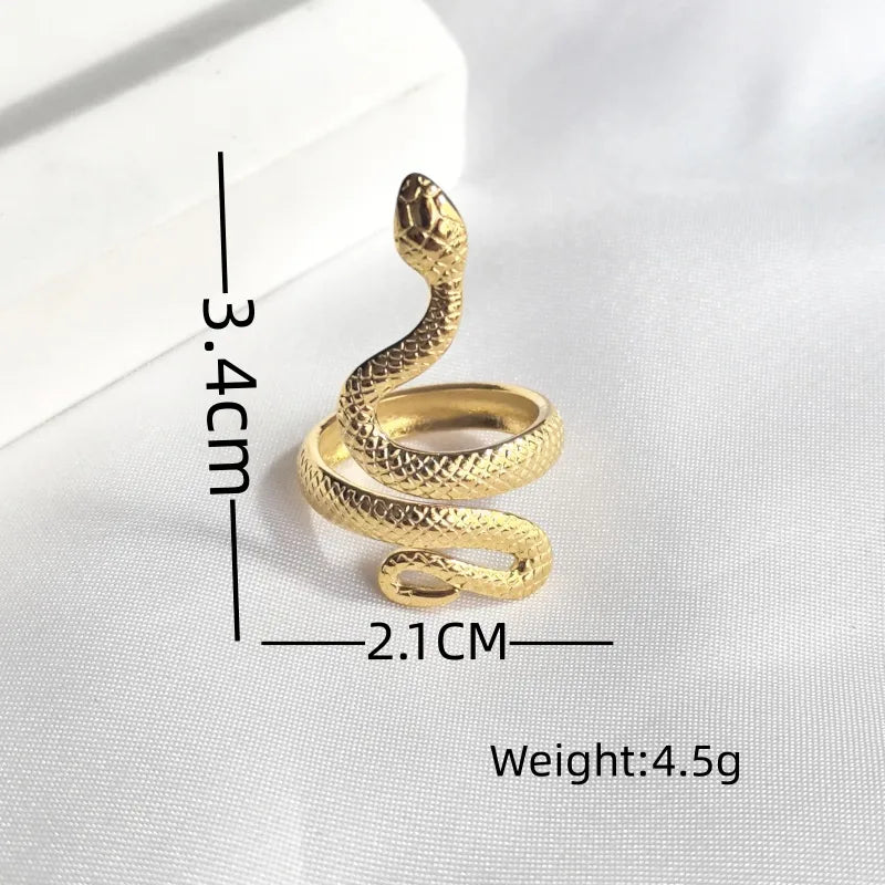 18K Gold Snake Open Ring – Stainless Steel