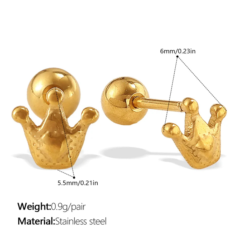 Gold Plated Stainless Steel Bear Earrings EH1215G Piercing Earrings