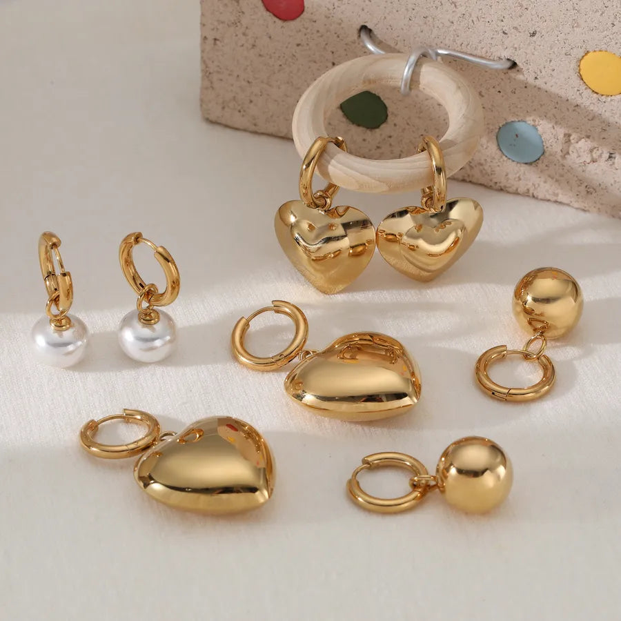 Heart-Shaped Pearl Pendant Earrings for Women