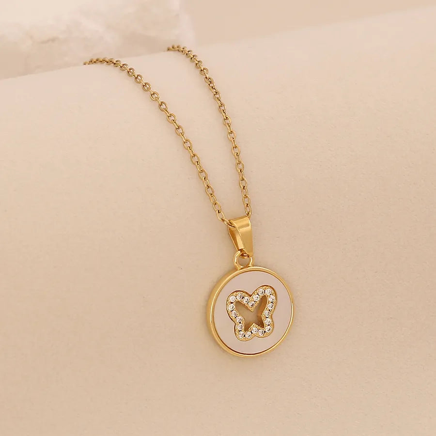 18K Gold Plated Cross & Butterfly Pendant Necklace