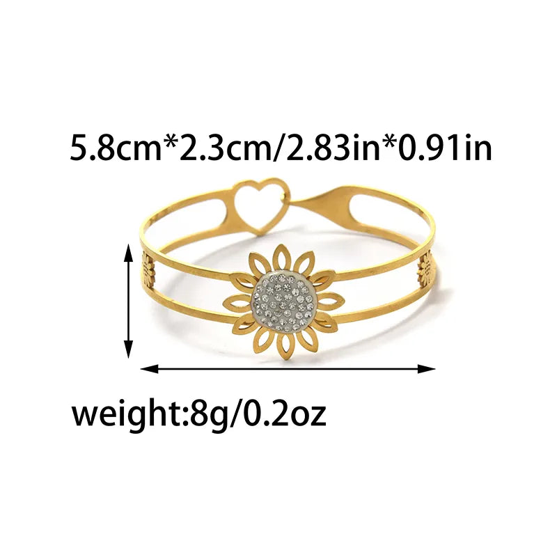 Gold Plated Stainless Steel Hollow Bangle Bracelet B0028-02