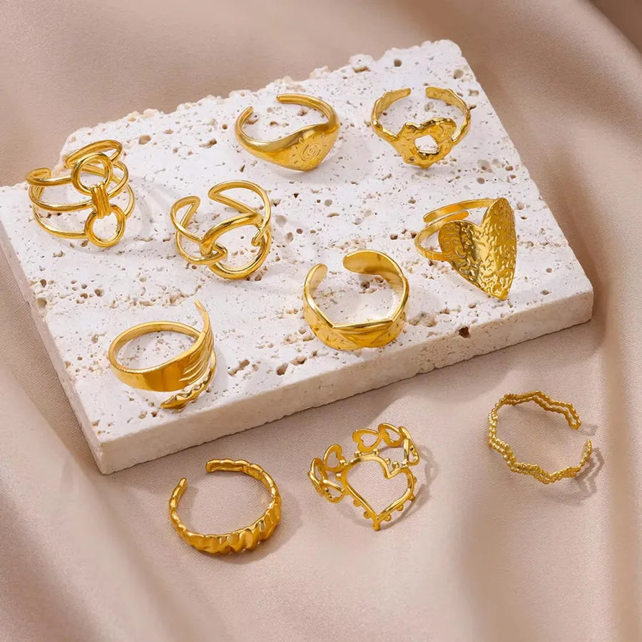 Gold Heart Open Ring for Women