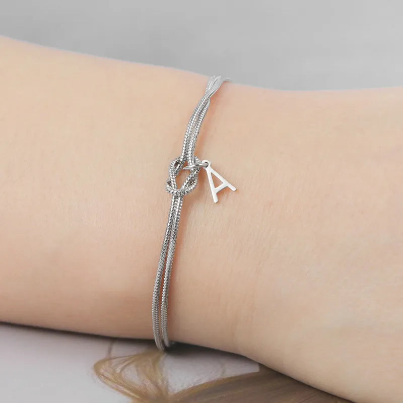 Double Layer Stainless Steel Letter Bracelet