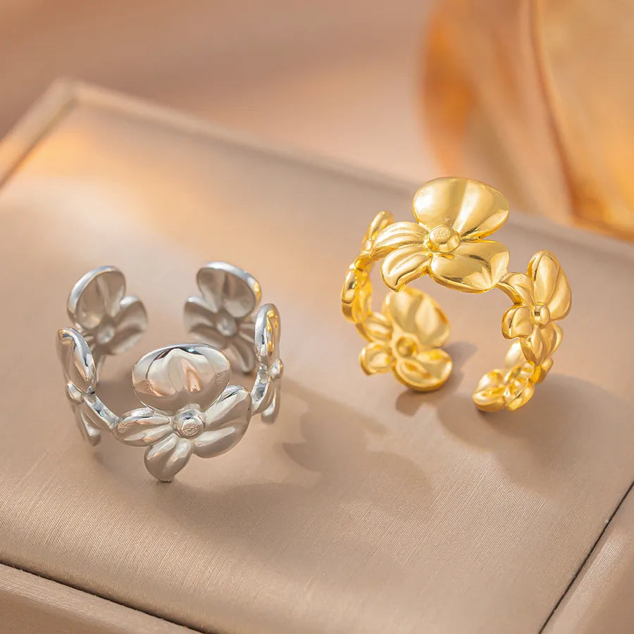 18K Gold Geometric Titanium Steel Open Ring