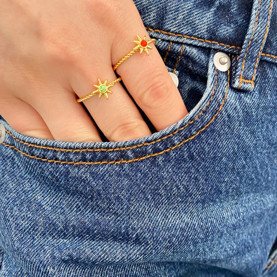 18K Gold Plated Titanium Steel Geometric Ring